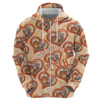 Punch The Monkey Hoodie We Love You Seamless Heart Style Orange