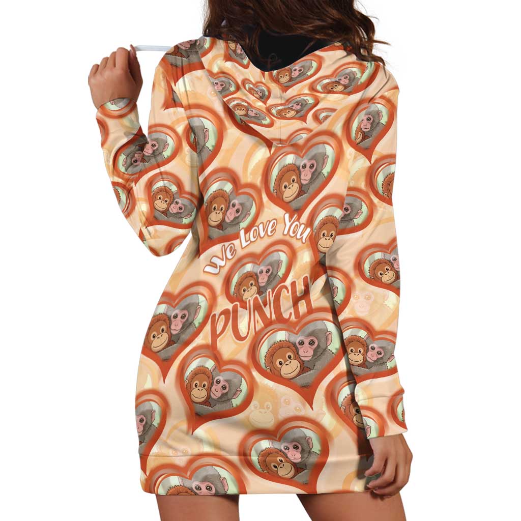 Punch The Monkey Hoodie Dress We Love You Seamless Heart Style Orange