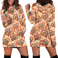 Punch The Monkey Hoodie Dress We Love You Seamless Heart Style Orange