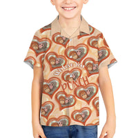 Punch The Monkey Kid Hawaiian Shirt We Love You Seamless Heart Style Orange