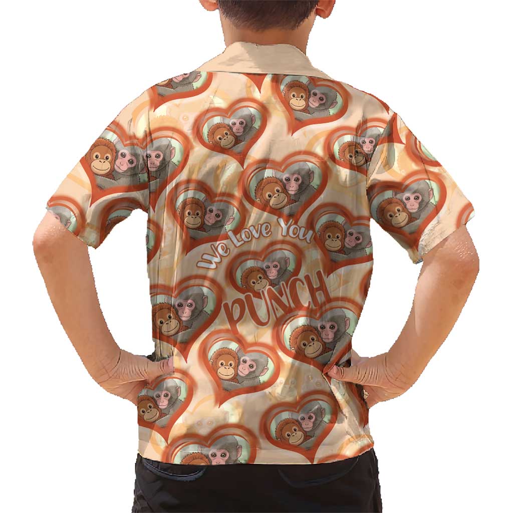 Punch The Monkey Kid Hawaiian Shirt We Love You Seamless Heart Style Orange