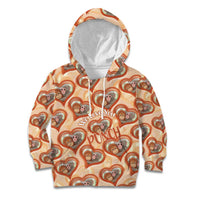 Punch The Monkey Kid Hoodie We Love You Seamless Heart Style Orange