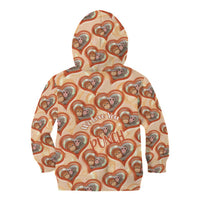 Punch The Monkey Kid Hoodie We Love You Seamless Heart Style Orange
