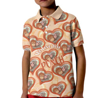 Punch The Monkey Kid Polo Shirt We Love You Seamless Heart Style Orange