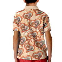 Punch The Monkey Kid Polo Shirt We Love You Seamless Heart Style Orange