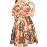 Punch The Monkey Kid Short Sleeve Dress We Love You Seamless Heart Style Orange
