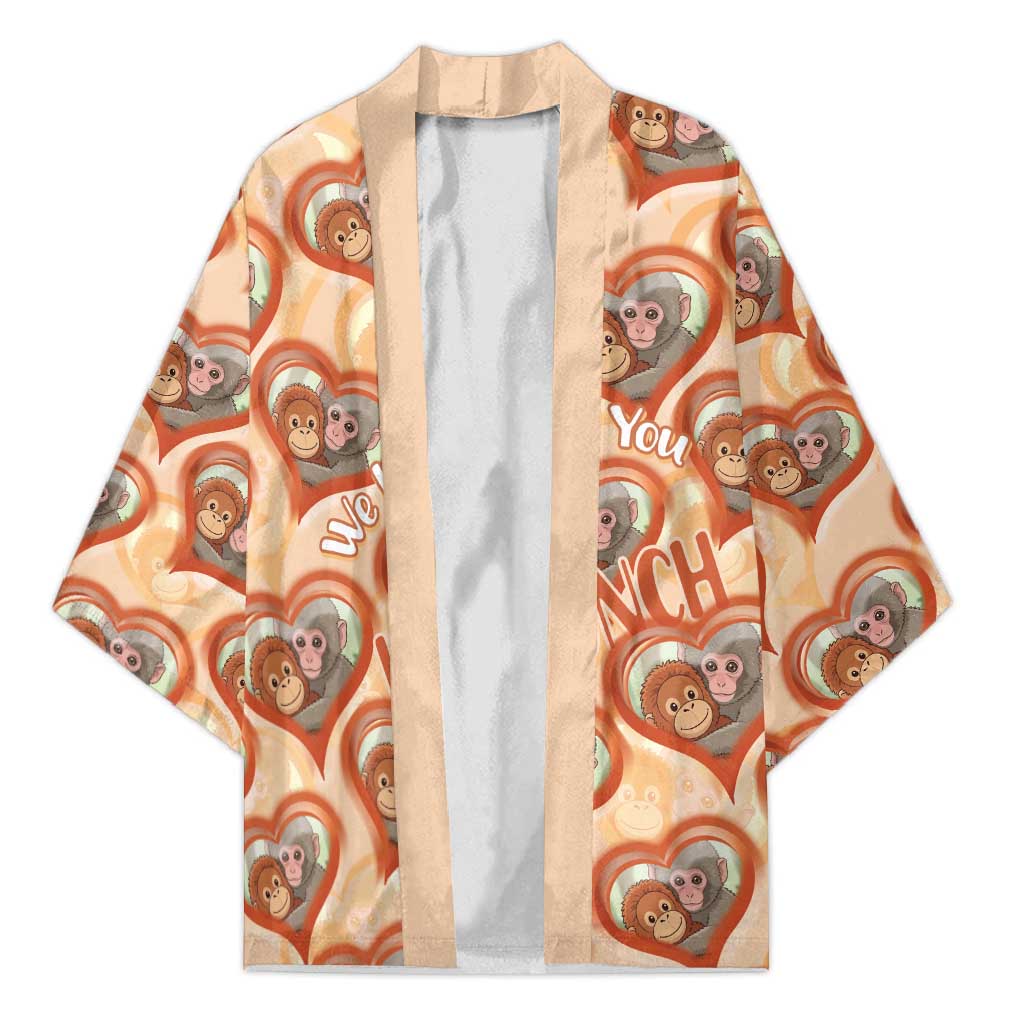 Punch The Monkey Kimono We Love You Seamless Heart Style Orange