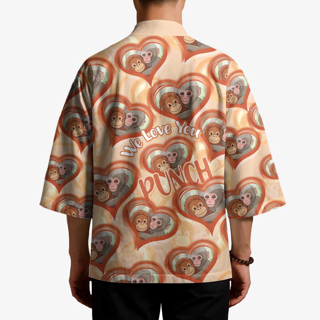 Punch The Monkey Kimono We Love You Seamless Heart Style Orange