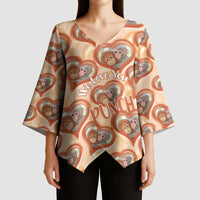 Punch The Monkey Kimono Sleeve Blouse We Love You Seamless Heart Style Orange