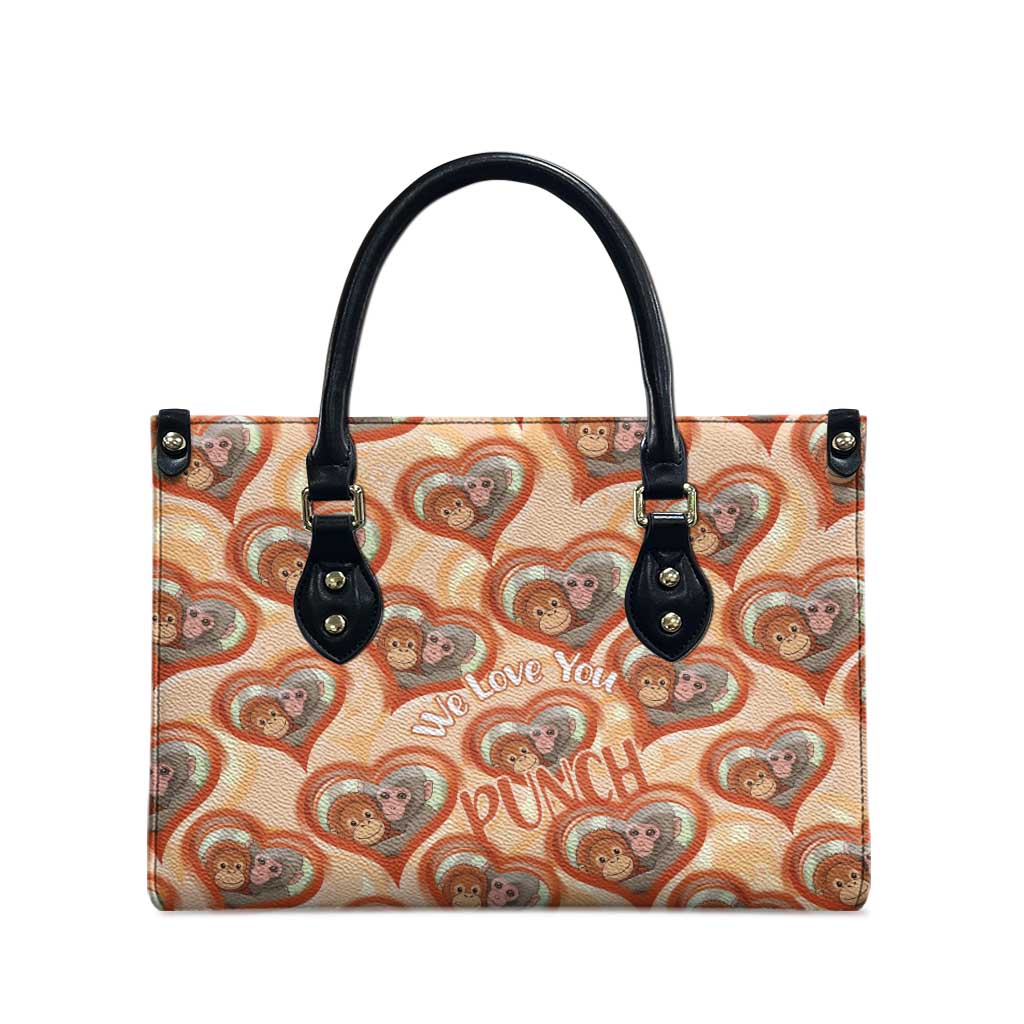 Punch The Monkey Leather Bag We Love You Seamless Heart Style Orange