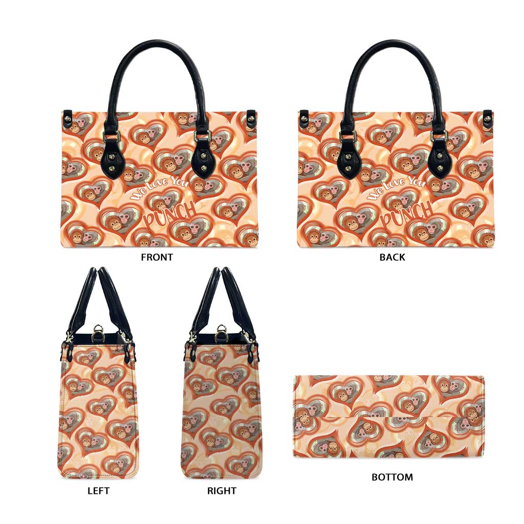Punch The Monkey Leather Bag We Love You Seamless Heart Style Orange