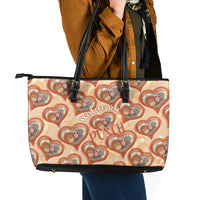 Punch The Monkey Leather Tote Bag We Love You Seamless Heart Style Orange