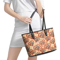 Punch The Monkey Leather Tote Bag We Love You Seamless Heart Style Orange