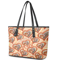Punch The Monkey Leather Tote Bag We Love You Seamless Heart Style Orange