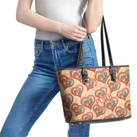 Punch The Monkey Leather Tote Bag We Love You Seamless Heart Style Orange
