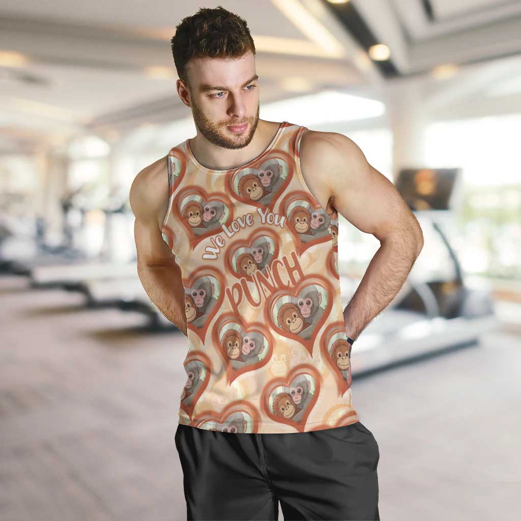 Punch The Monkey Men Tank Top We Love You Seamless Heart Style Orange
