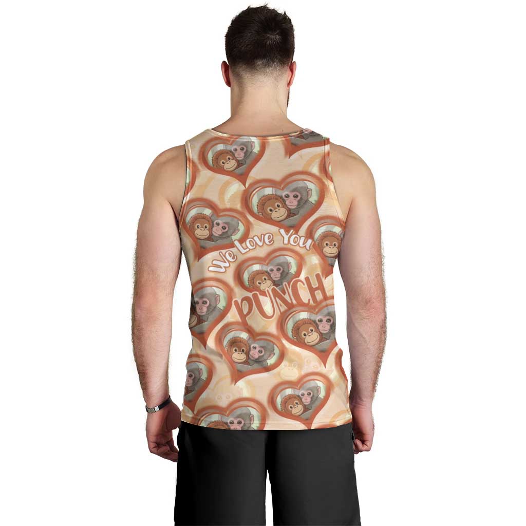 Punch The Monkey Men Tank Top We Love You Seamless Heart Style Orange