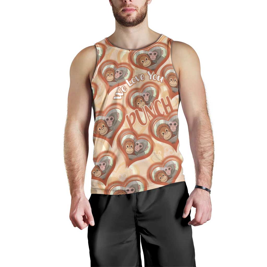 Punch The Monkey Men Tank Top We Love You Seamless Heart Style Orange
