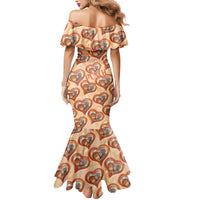 Punch The Monkey Mermaid Dress We Love You Seamless Heart Style Orange