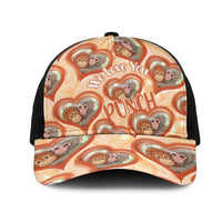 Punch The Monkey Mesh Trucker Cap We Love You Seamless Heart Style Orange