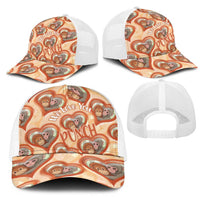 Punch The Monkey Mesh Trucker Cap We Love You Seamless Heart Style Orange