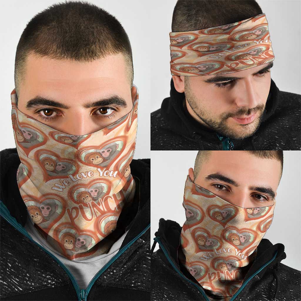 Punch The Monkey Neck Gaiter We Love You Seamless Heart Style Orange