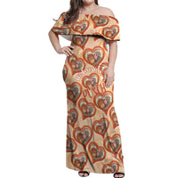 Punch The Monkey Off Shoulder Maxi Dress We Love You Seamless Heart Style Orange