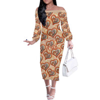 Punch The Monkey Off The Shoulder Long Sleeve Dress We Love You Seamless Heart Style Orange