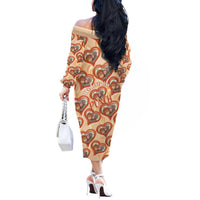 Punch The Monkey Off The Shoulder Long Sleeve Dress We Love You Seamless Heart Style Orange