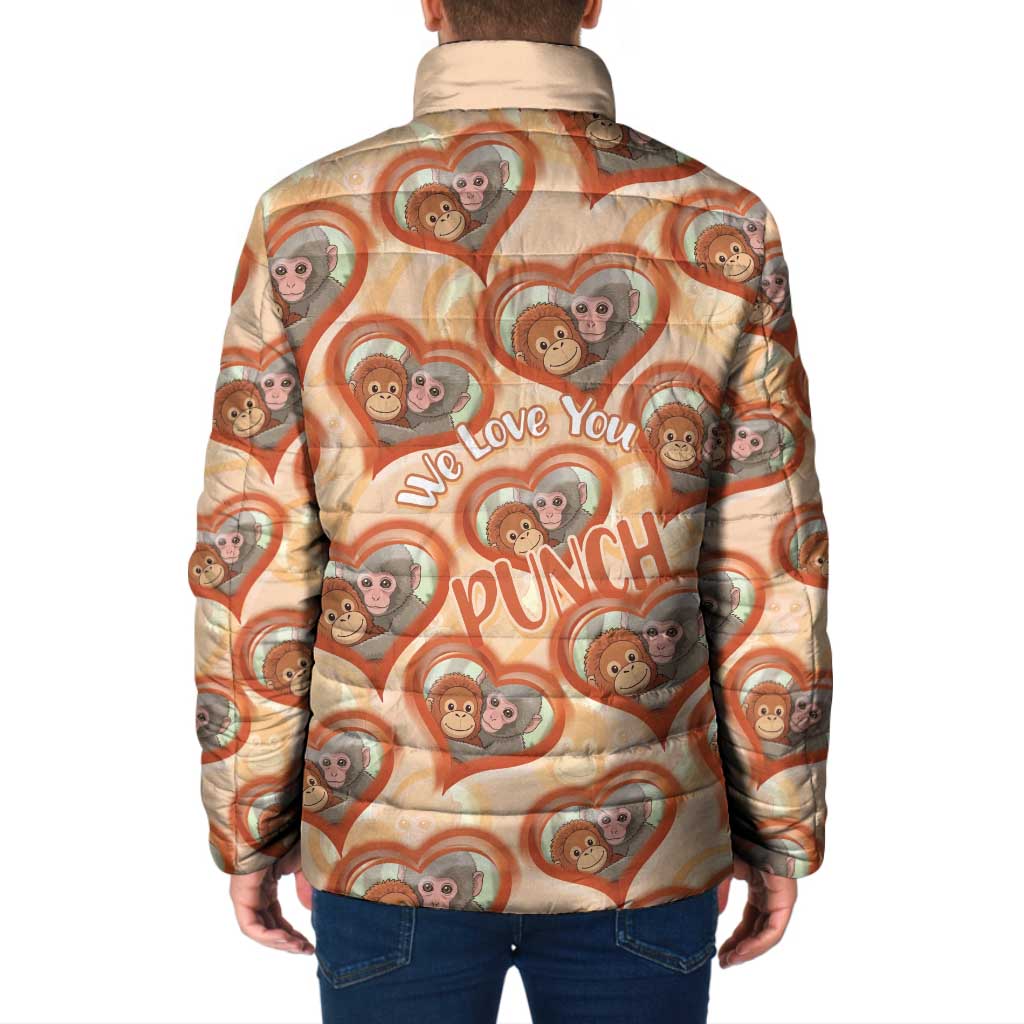 Punch The Monkey Padded Jacket We Love You Seamless Heart Style Orange