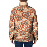 Punch The Monkey Padded Jacket We Love You Seamless Heart Style Orange