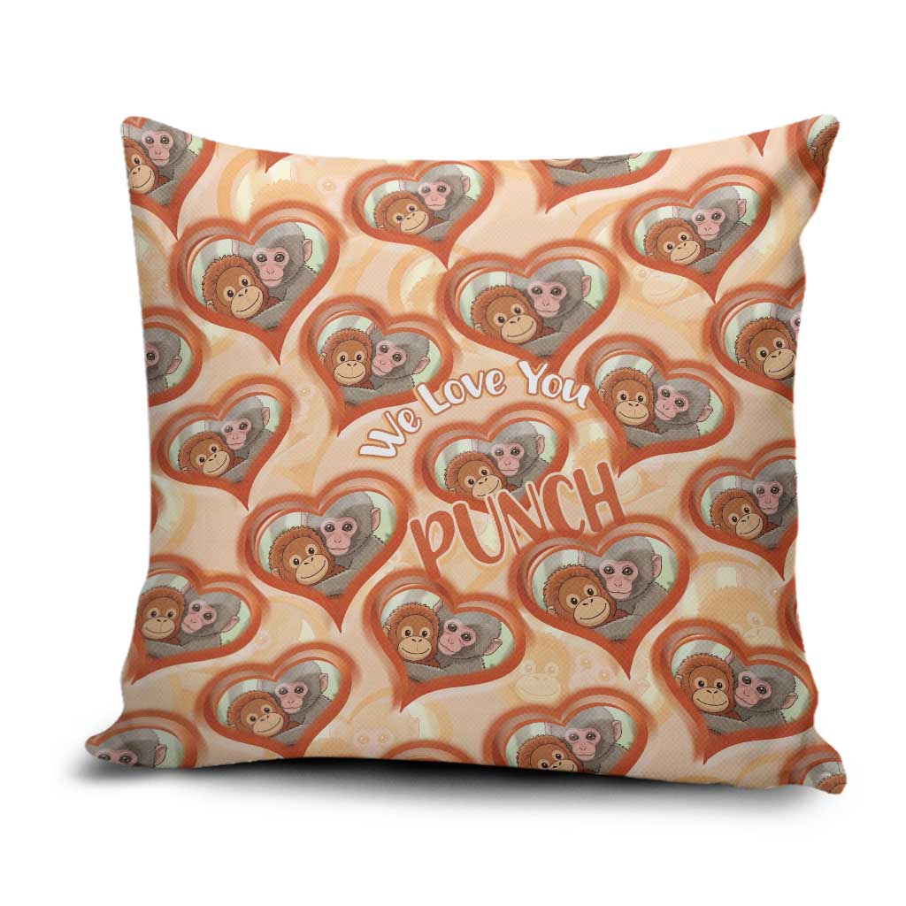 Punch The Monkey Pillow Cover We Love You Seamless Heart Style Orange