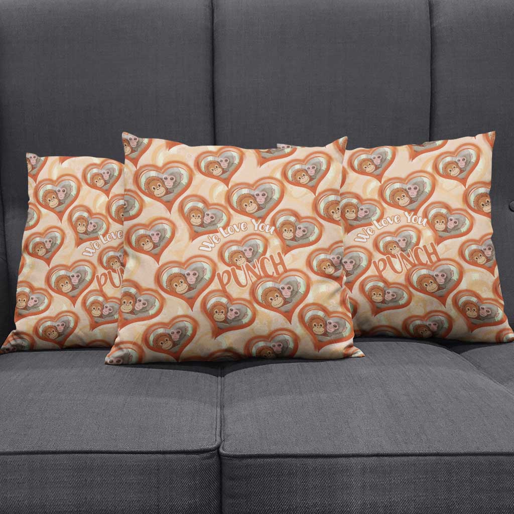 Punch The Monkey Pillow Cover We Love You Seamless Heart Style Orange