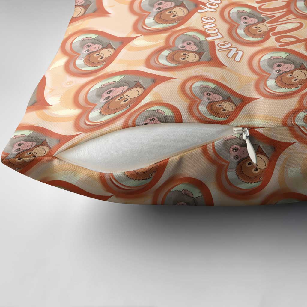Punch The Monkey Pillow Cover We Love You Seamless Heart Style Orange