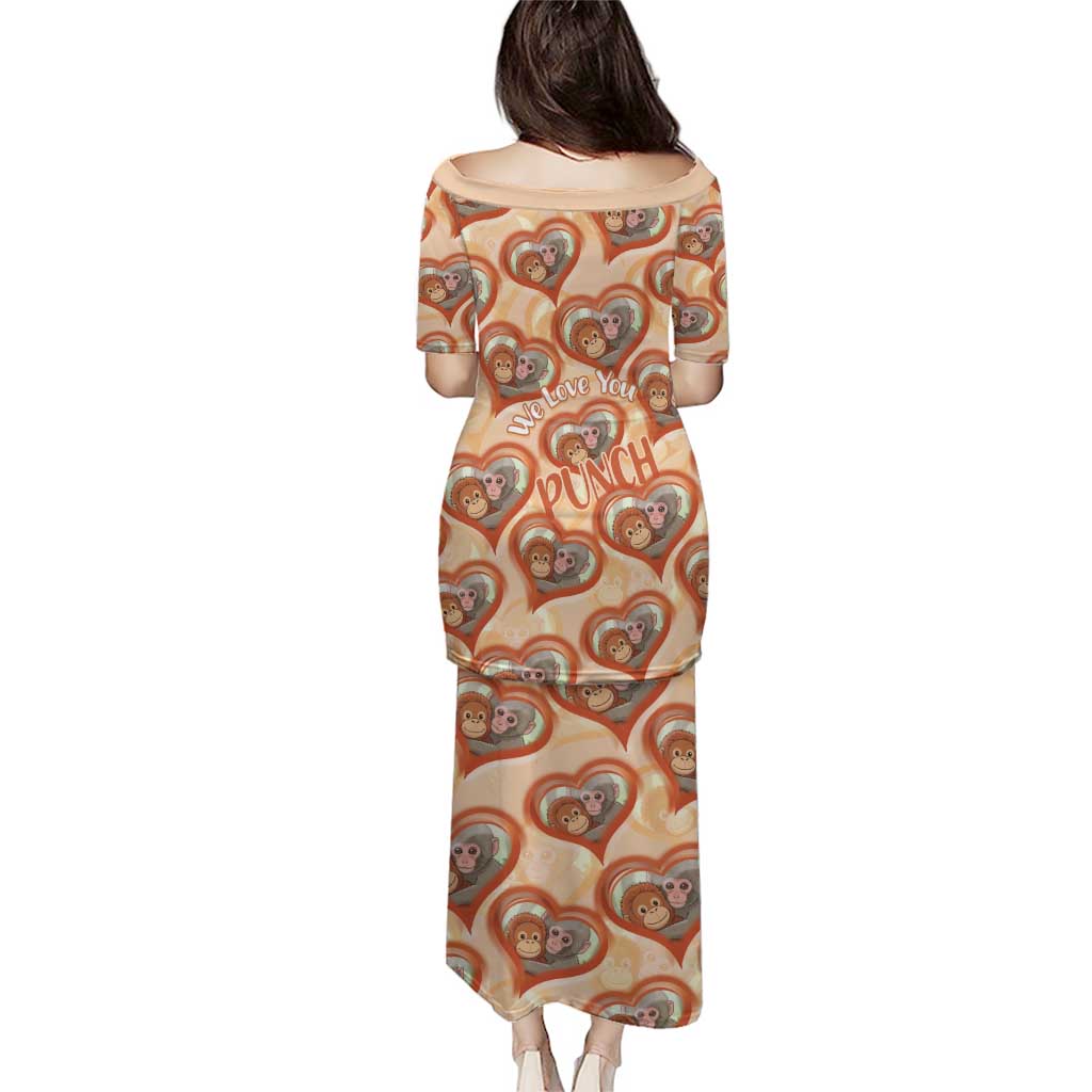 Punch The Monkey Puletasi We Love You Seamless Heart Style Orange
