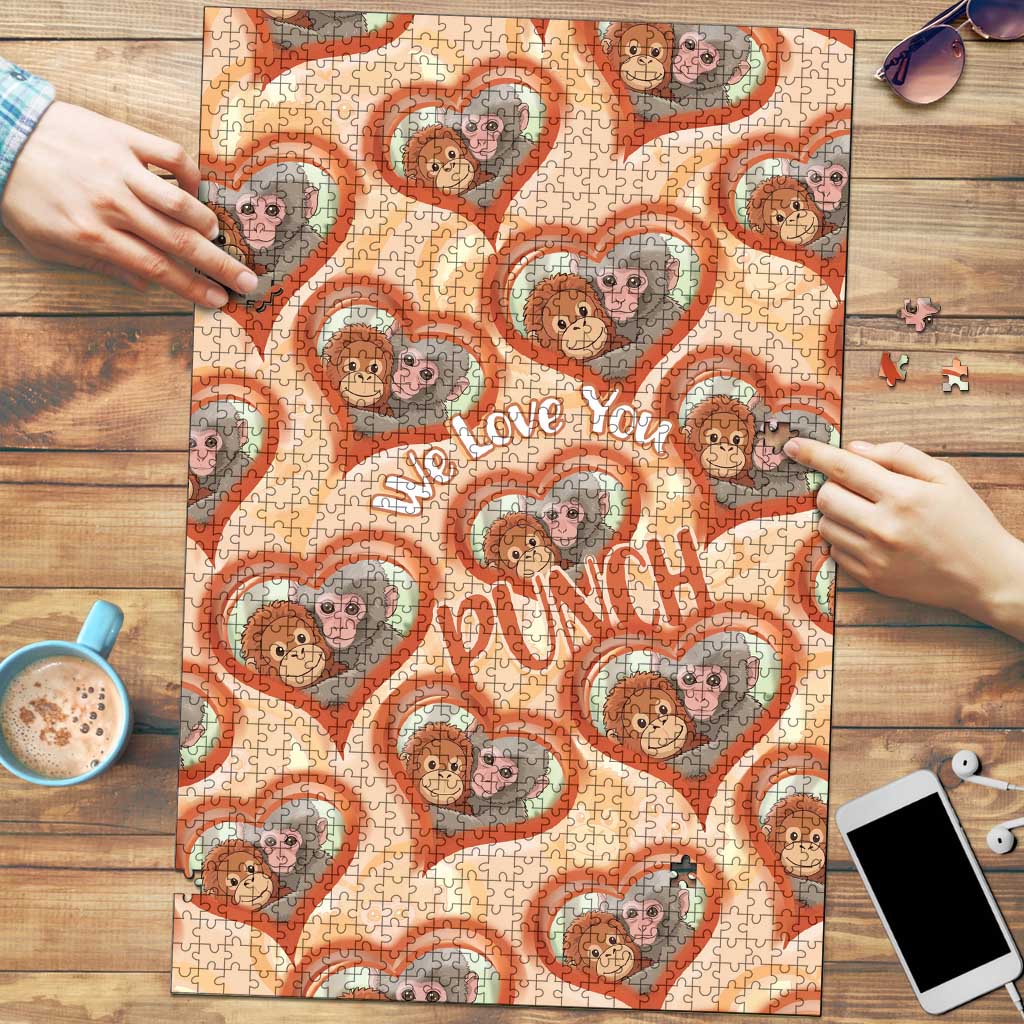 Punch The Monkey Puzzle We Love You Seamless Heart Style Orange