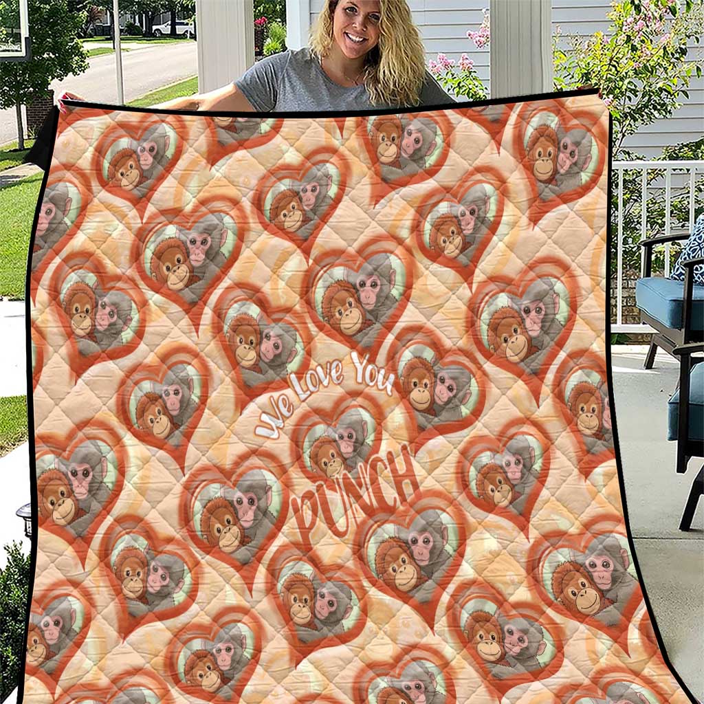 Punch The Monkey Quilt We Love You Seamless Heart Style Orange