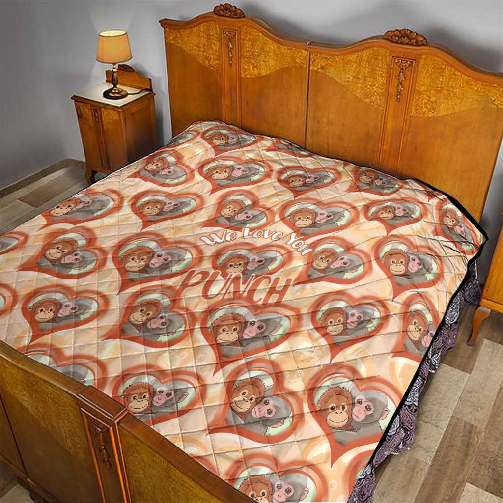 Punch The Monkey Quilt We Love You Seamless Heart Style Orange