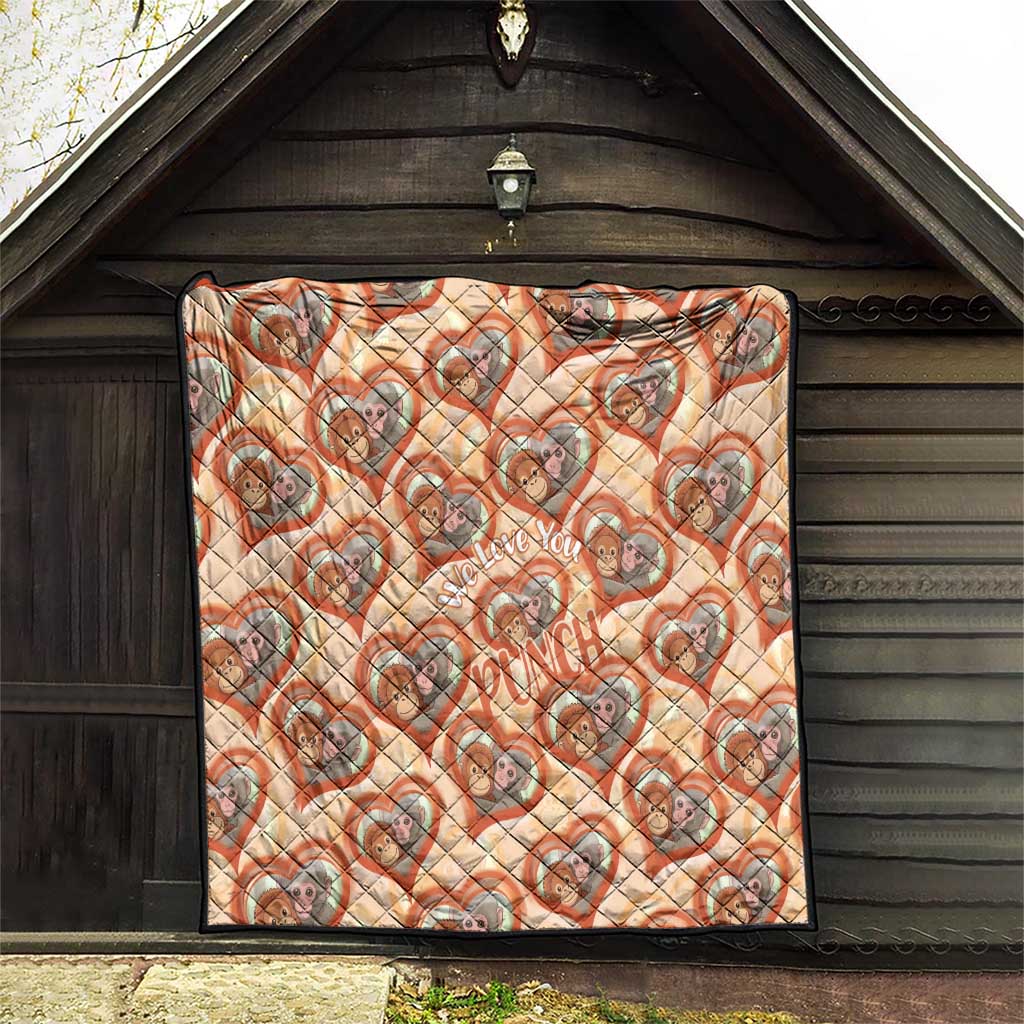 Punch The Monkey Quilt We Love You Seamless Heart Style Orange