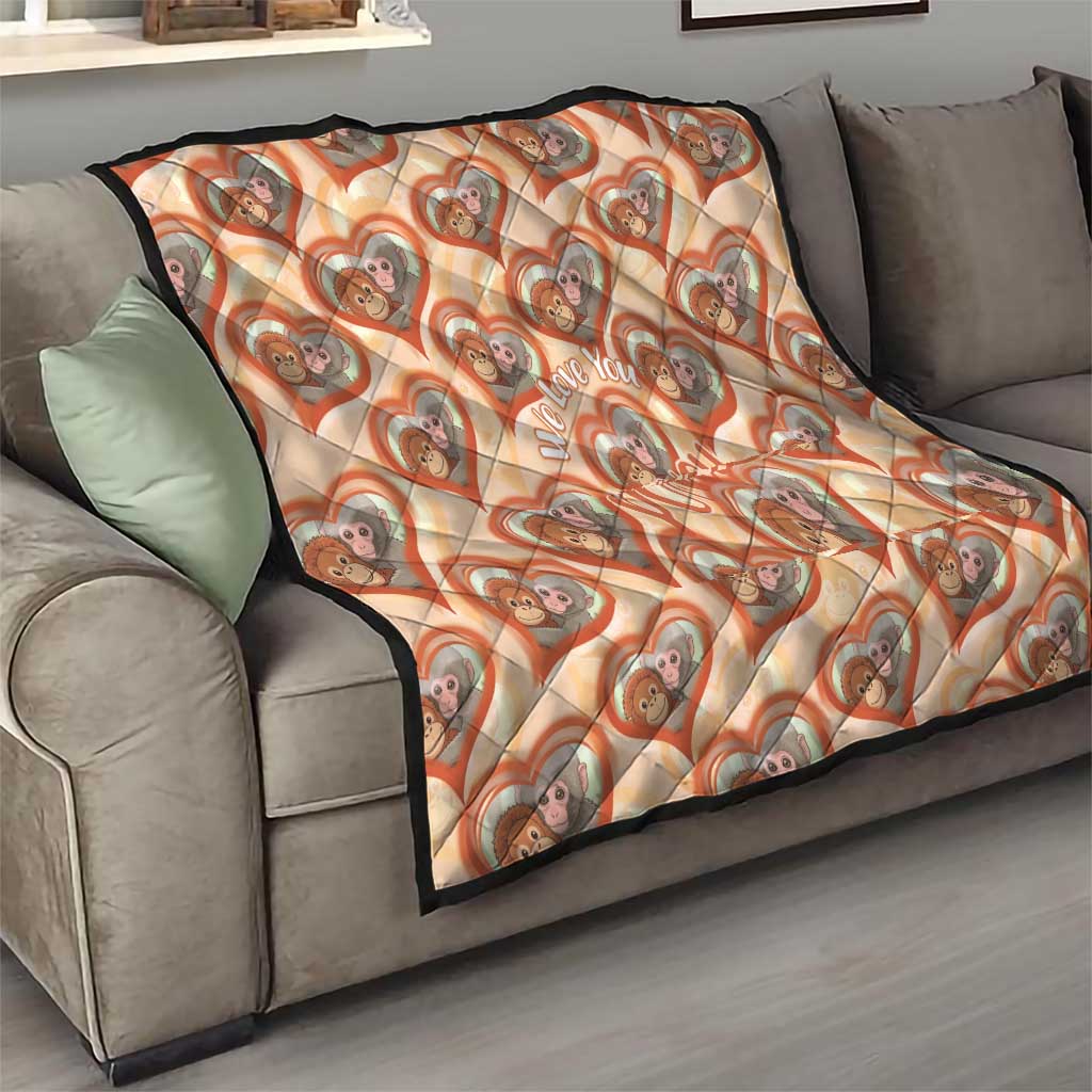 Punch The Monkey Quilt We Love You Seamless Heart Style Orange