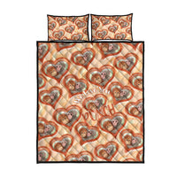 Punch The Monkey Quilt Bed Set We Love You Seamless Heart Style Orange