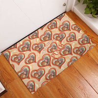 Punch The Monkey Rubber Doormat We Love You Seamless Heart Style Orange