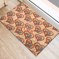 Punch The Monkey Rubber Doormat We Love You Seamless Heart Style Orange