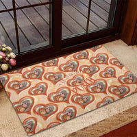 Punch The Monkey Rubber Doormat We Love You Seamless Heart Style Orange