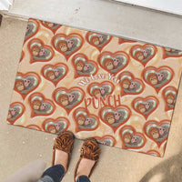 Punch The Monkey Rubber Doormat We Love You Seamless Heart Style Orange