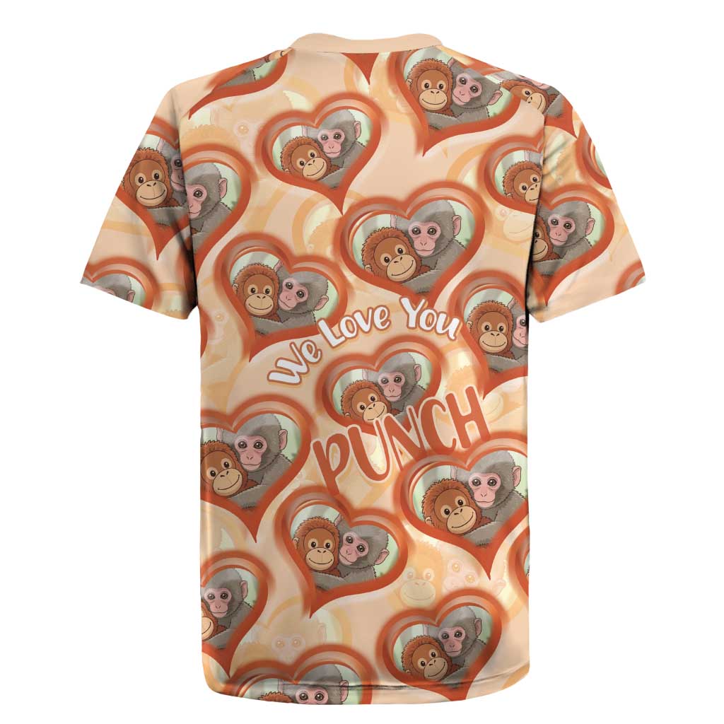Punch The Monkey Rugby Jersey We Love You Seamless Heart Style Orange