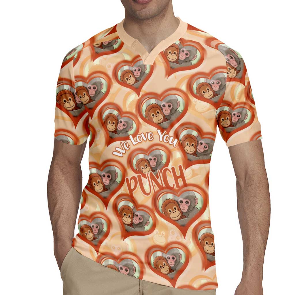 Punch The Monkey Rugby Jersey We Love You Seamless Heart Style Orange