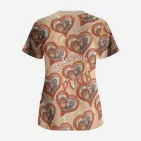 Punch The Monkey Scrub Top We Love You Seamless Heart Style Orange