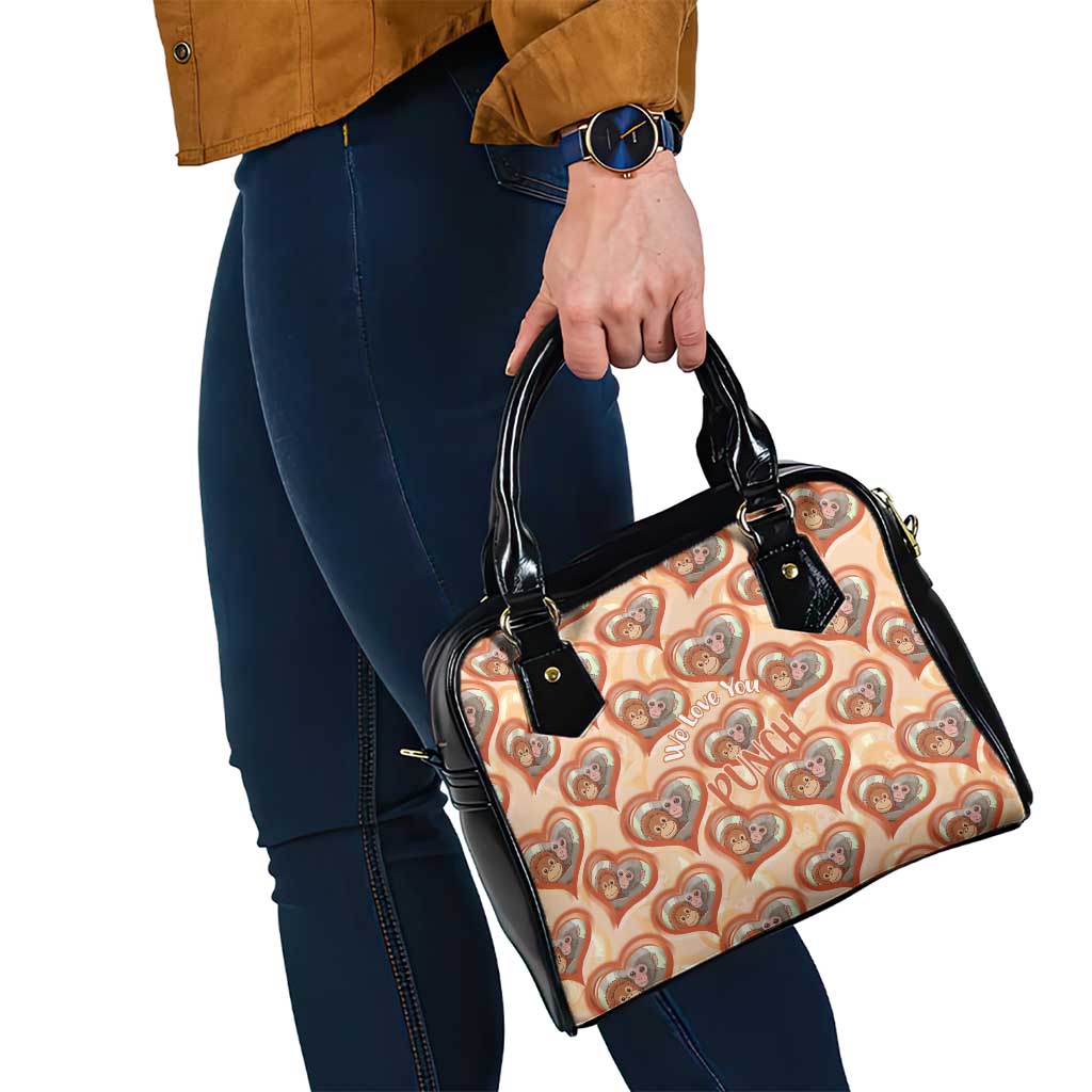 Punch The Monkey Shoulder Handbag We Love You Seamless Heart Style Orange