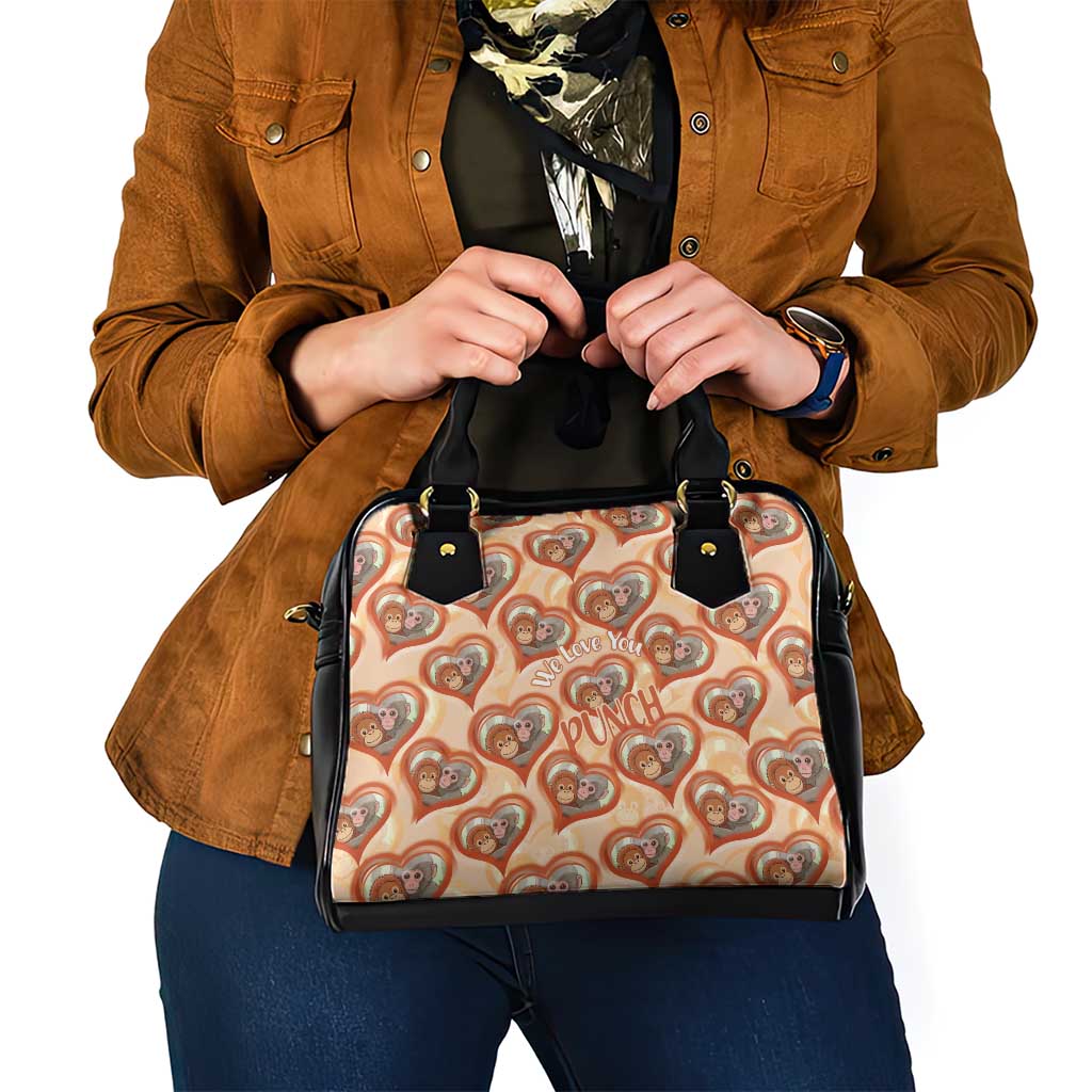 Punch The Monkey Shoulder Handbag We Love You Seamless Heart Style Orange